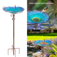 Load image into Gallery viewer, 30&#39;&#39; Height Flower Glass Bird Bath Garden Outdoor Birdbaths Bird Feeder with Metal Stake for Yard Decor
