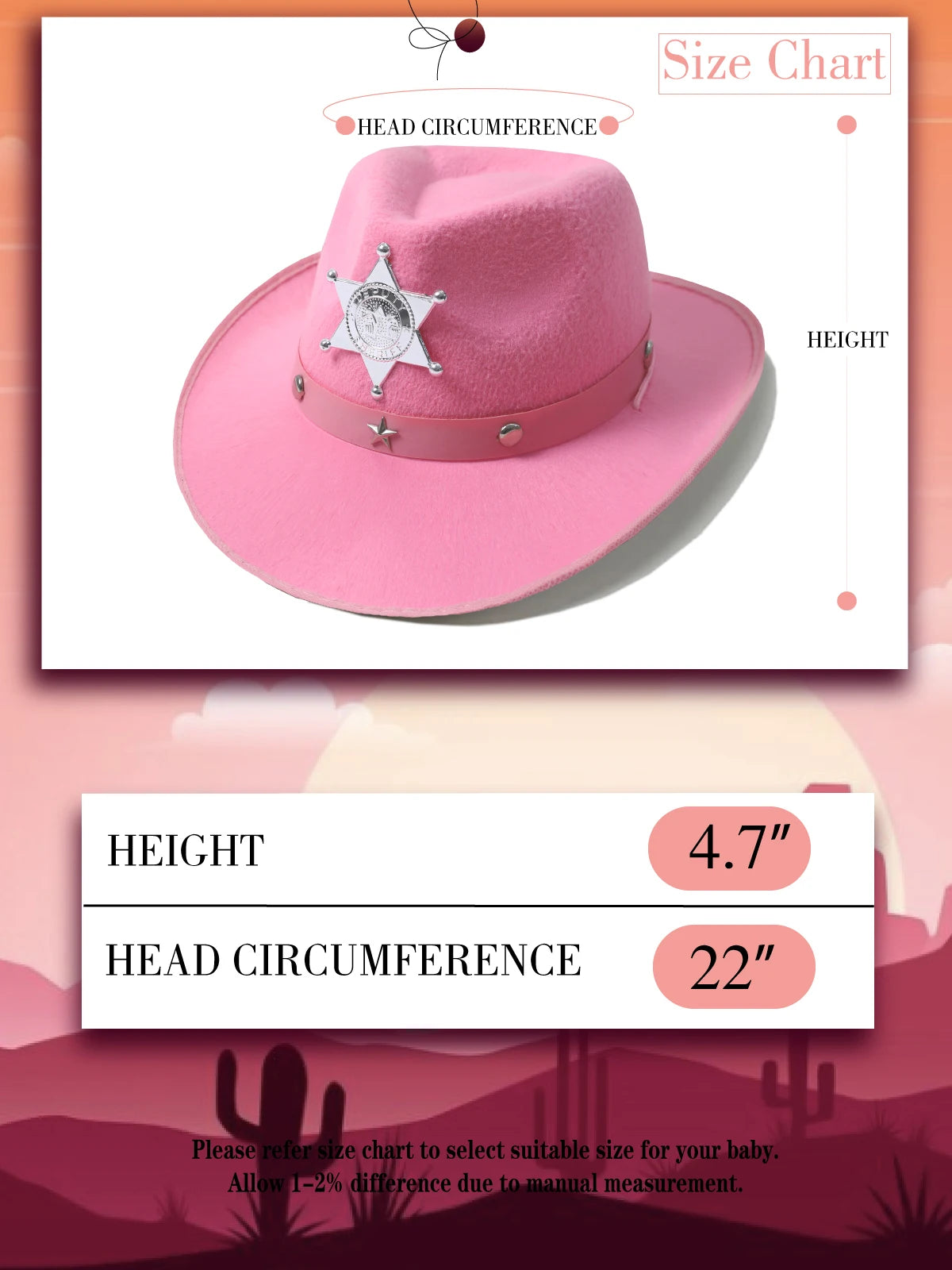 Kids Cowboy Hat Girls Pink Cowgirl Hat with Bandana Glasses Western Caps Performance Birthday Party Costume Accessories