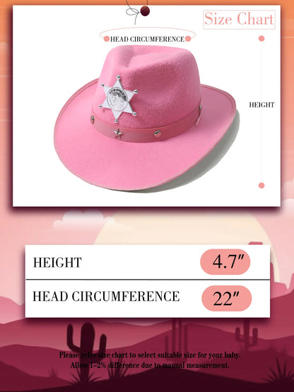 Kids Cowboy Hat Girls Pink Cowgirl Hat with Bandana Glasses Western Caps Performance Birthday Party Costume Accessories