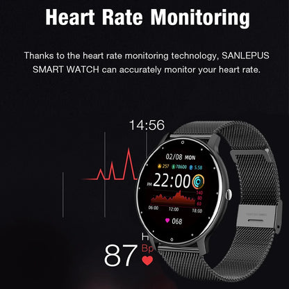 LIGE 2024 Smart watch Ladies Full touch Screen Sports Fitness watch IP67 waterproof Bluetooth For Android iOS Smart watch Female