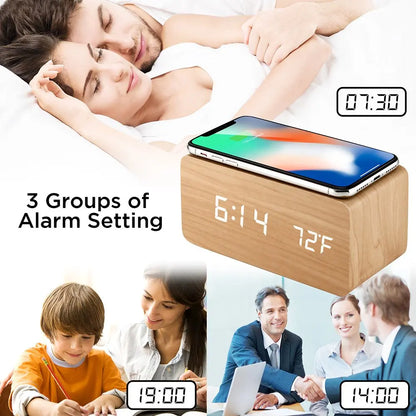 Multifunctional LED Digital Alarm Clock Desktop Charging Clock 12/24H Display Unique Home Decoration Bedroom Living Room Office