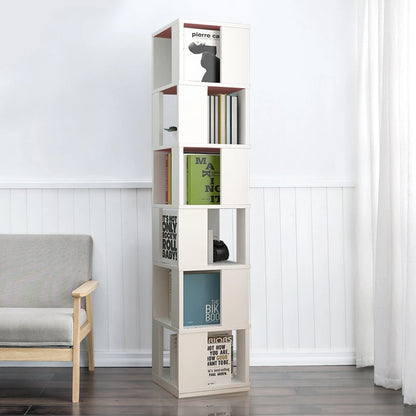 190cm Rotatable 6 Tier Slim Bookcase Corner Cabinet Shelf Living Room Bedroom BookShelf