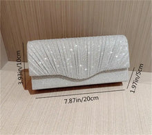 Load image into Gallery viewer, Women Lady Female Silver Evening Dinner Clutch Shiny Elegant Bag Shoulder Bag Handbag Glitter Purse Party Wedding Handheld Bag
