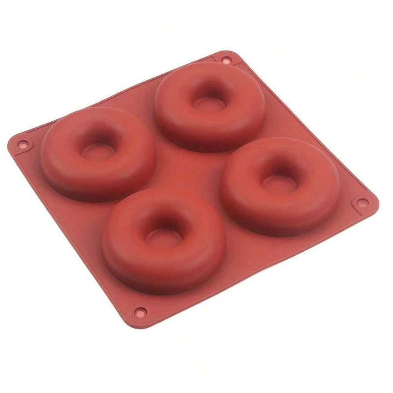 1PC 4 Holes Donut Silicone Mold High Temperature Resistant Big Donut Cake Pudding Jelly Chocolate DIY Mould Cake Baking Tools