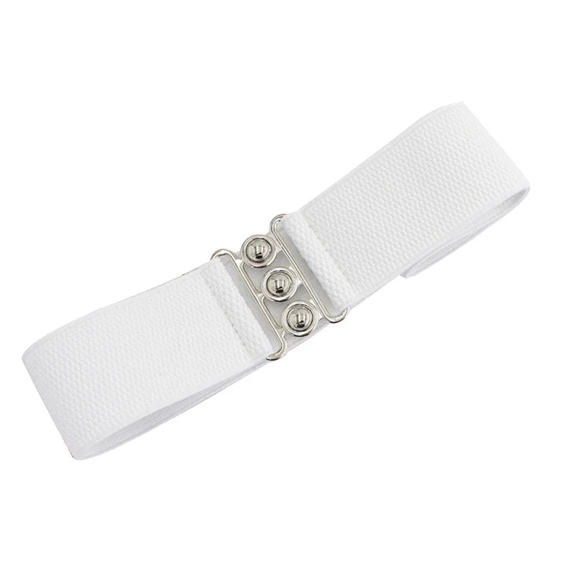 Women's Elastic Pair Buckle Belt Elastic Wide Belt Cummerbund Strap Belt Waist Decorative Waistband For Dresses Solid Color