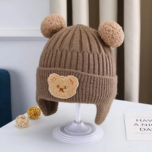 Load image into Gallery viewer, Baby Wool Hat Cute Bear Ear Protection Hat Children Winter Thickened Warm Knitted Korean Version Of The Baby Hat
