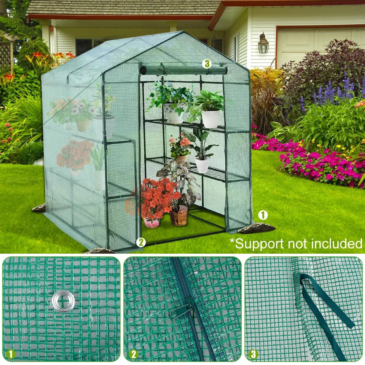 Greenhouse for Outdoors Portable Walk in Greenhouse Plant Garden Green House Winter Summer Large Garden House with Door
