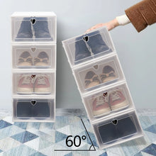 Load image into Gallery viewer, Shoe Boxes Clear Plastic Stackable, 20 Pack Premium Shoe Organizer Storage Foldable Sneaker Shoe Rack Containers
