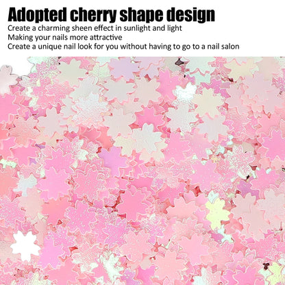 Nail Art Glitter Flakes Cherry Shape Sparkling Manicure Decoration Sequins for Nail Shop Pink 50g