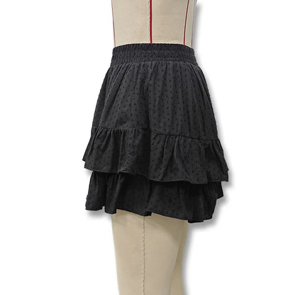 The new women's clothing in summer is a solid color high-waisted lace design sexy cake skirt skirt