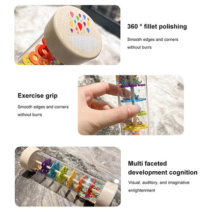 Wooden Rain Sound Tube Instrument Rain Maker Rain Stick Musical Instrument Hourglass Music Shaker Toy Hearing Enlightenment Toys