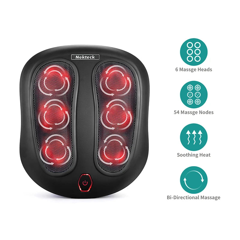 Nekteck Electric Foot Massager Heating Therapy Hot Compress Shiatsu Kneading Roller Muscle Relax Pain Relief Foot Spa Machine