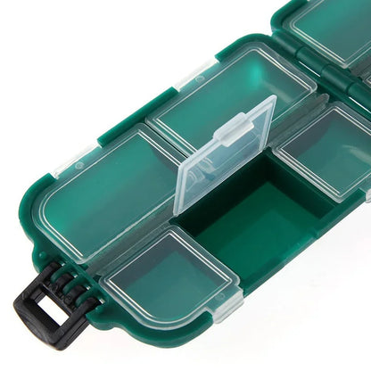 FLYSAND 10 Compartments Fishing Box Mini Storage Box Fishing Tackle Box Fishing Bait Spoon Hook Bait Box Gadget Box Pesca