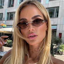 Load image into Gallery viewer, Fashion Small Polygonal Sunglasses for Women Luxury Brand Rmless Brown Rhombus Sun Glasses Woman Vintage Metal Shades Eyewear
