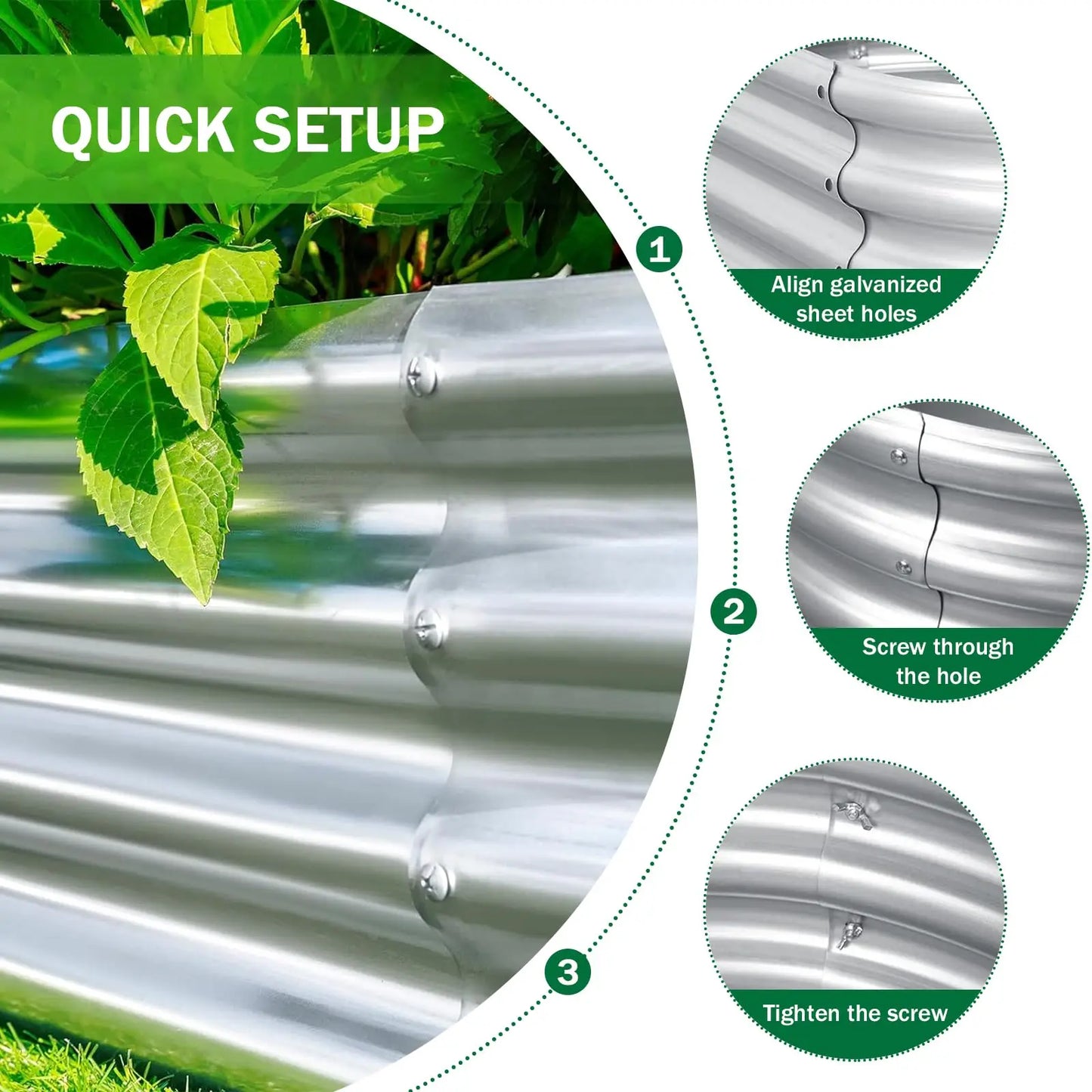 4x2x1ft Raised Garden Beds Outdoor Kit, Galvanized Oval Planter Box, Metal Bottomless Elevated Garden Boxes Set for Planting Veg