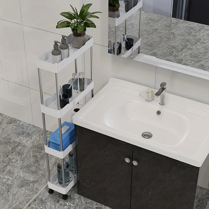 3/4-Tier Slim Rolling Storage Racks – Compact Cabinet Shelf for Bathroom, Kitchen, Laundry Room, and Narrow Spaces Organization