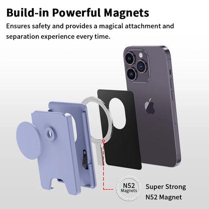 Magnetic Phone Grip Stand Holder with Card Wallet For iPhone 12+ Series Collapsible Phone Grip Holds 2-3 cards Magnetic Wallet