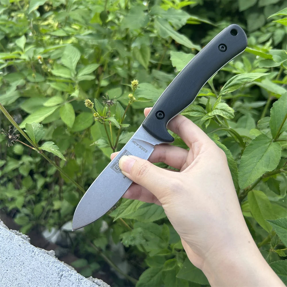 2 Styles ES-AGK-ES Washed Graphite Grey Flax Straight Knives Outdoor Camping Hiking Climbing Non Slip Knife Mountaineering EDC