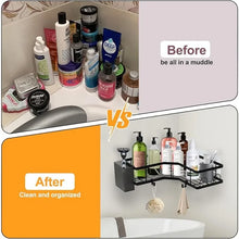 Load image into Gallery viewer, QYQRQF Adhesive Corner Shower Caddy No Drilling Stainless Steel Storage Rack with Hooks for Bathroom Rustproof Space Saving
