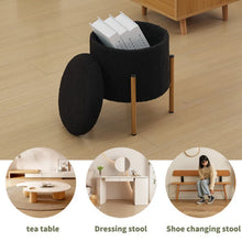 Load image into Gallery viewer, Modern Round Storage Ottoman, Ottoman Foot Stools With Metal Base, Ottoman Footstool with Removable Lid Storage Ottoman(Black)
