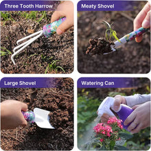 Load image into Gallery viewer, Garden Tools Set Garden Planting Floral Print Ergonomic Handle Trowel Rake Weeder Pruner Shears Sprayer Garden Printing Tool Set
