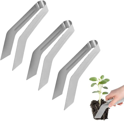 Seedling Transplant Tongs, Stainless Steel Seedling Remove Transplanting Pliers,   Reducing Root Damage (2PCS, Medium)