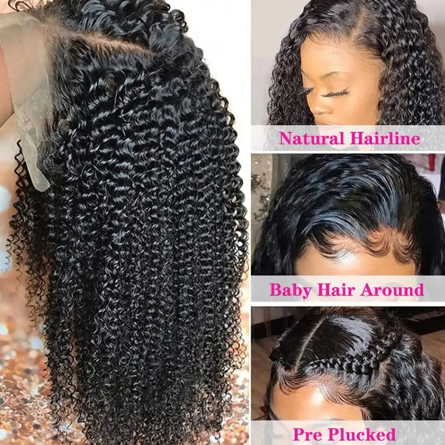 Deep Curly 13x4 Transparent Lace Frontal Wig Human Hair Bling Curly Human Hair Wigs For Women Lace Front Wig Human Hair