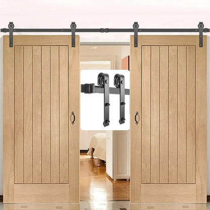 Sliding Barn Door Hardware Kit, 9FT Barn Door Kit, 330LBS Load-Bearing Double Barn Door Hardware Kit, Carbon Steel Barn Door