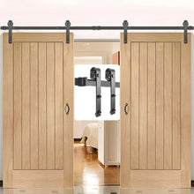 Load image into Gallery viewer, Sliding Barn Door Hardware Kit, 9FT Barn Door Kit, 330LBS Load-Bearing Double Barn Door Hardware Kit, Carbon Steel Barn Door
