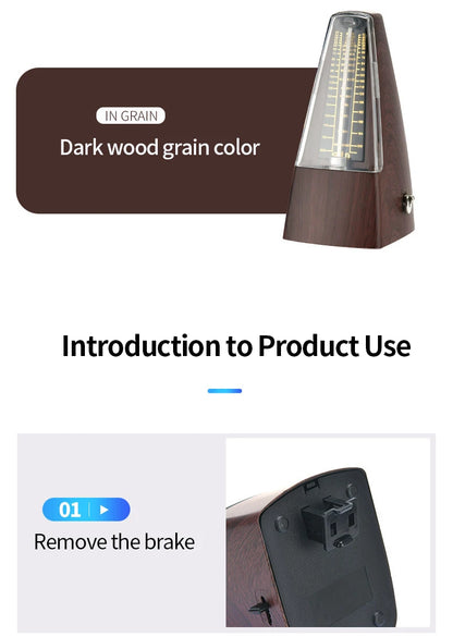 Mechanical Metronomes for Piano Guitar Violin Bass Drum and Other Musical Instruments, Loud Sound, High Precision(Wood Grain)