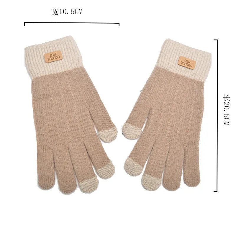 Women Men Warm Winter Touch Screen Gloves Stretch Knit Mittens Wool Full Finger Guantes Female Crochet Glove