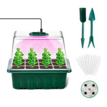 Load image into Gallery viewer, Seed starter tray with grow lights, 1 seed germination kit with adjustable humidity dome, seedling starter tray with raised lid.

