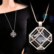 Load image into Gallery viewer, Spring New Simple Fashion Square Hollow Sweater Chain Necklace Clothes Accessories Pendant
