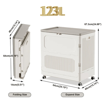 Rolling Laundry Hamper 123L Large Capacity Clothes Hampers for Laundry,Plastic Collapsible Laundry Baskets with Wheels and Lid