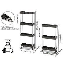 Load image into Gallery viewer, 3/4-Tier Slim Rolling Storage Racks – Compact Cabinet Shelf for Bathroom, Kitchen, Laundry Room, and Narrow Spaces Organization
