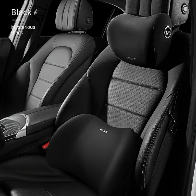 Ultimate Comfort Car Headrest Pillow and Lumbar Support Cushion Set - Ergonomic Design for Neck and Shoulder Protection, Breathable Polyester Fiber Surface, Universal Fit for Long Drives, Perfect Car Accessories for Road Trip