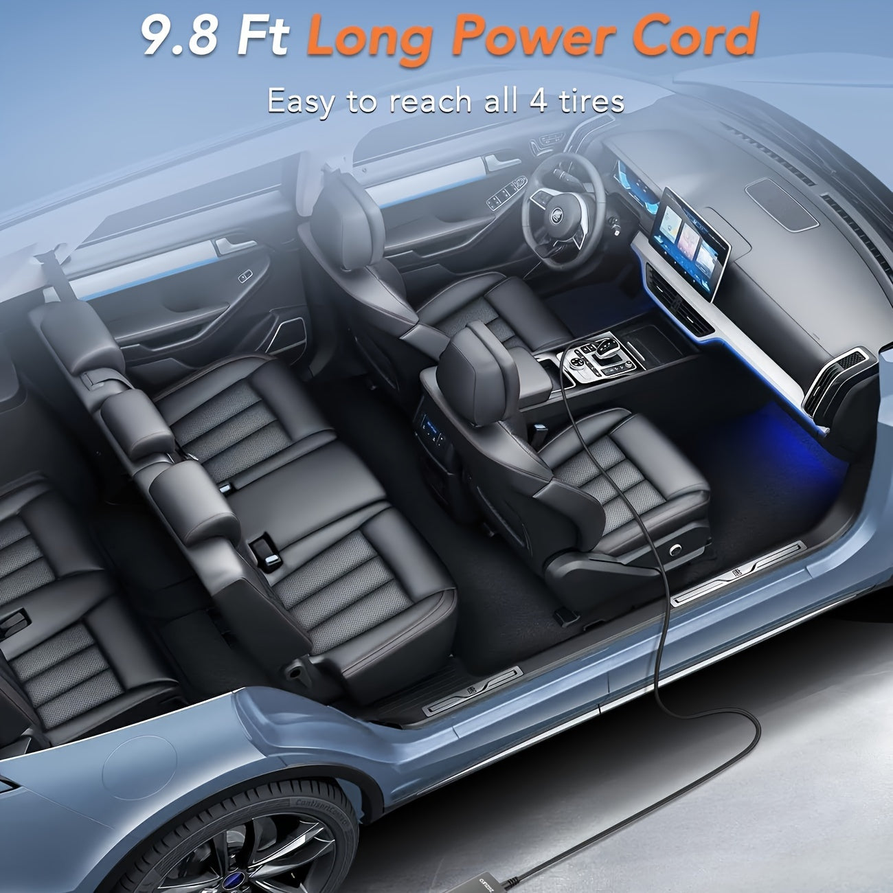 Tire Inflator Portable Air Compressor, 12V DC Auto Air Pump for Car Tires, 150PSI Electric Tire Pump with Digital Pressure Gauge, LED Light for Car Motorcycle Bike Ball, Car Accessories, for DC only.