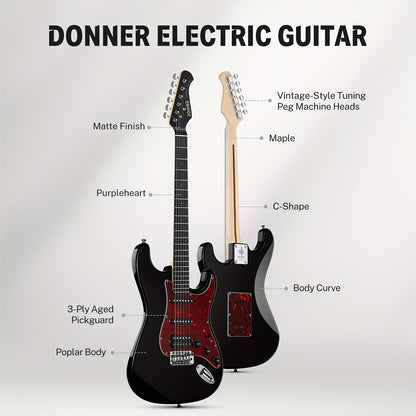 39-Inch Designer Series DST-200 Electric Guitar - Stylish Solid Body with Single Coil Split System, Premium Sound Quality, and Versatile Playability - Bonus Accessories Include Gig Bag, Cable, and Strap for Beginner, Intermed