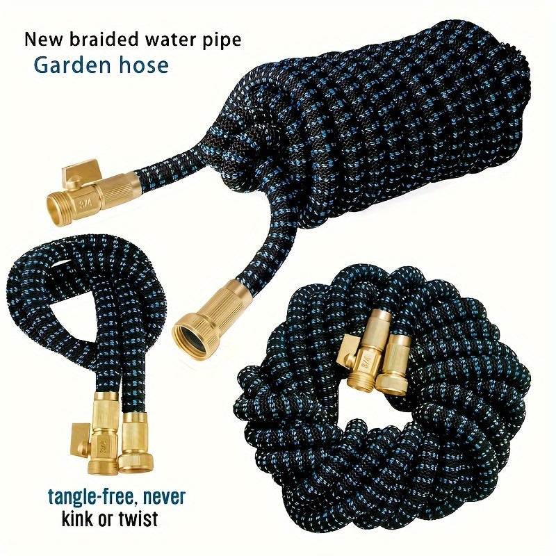 Super-Duty 3/4 Expandable Garden Hose - Magic Flexible & High-Pressure Resistant - Ideal for Car Wash & Lawn Irrigation - Telescopic Design, 4 Sizes, 2 Colors, American Standard