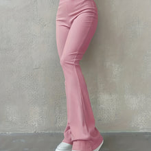 Load image into Gallery viewer, Stylish Flare Leg Pants - Soft and Stretchy Ribbed Fabric, Comfortable High-Rise Design, Flexible and Form-Fitting Waistband, Fashionable Flared Leg Style - Chic Womens Clothing for Everyday Wear

