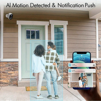 2K 3MP Wireless Outdoor Security Camera with Spotlight, Siren Alarm, 2-Way Audio, Color Night Vision, AI & PIR Motion Detection, and AI Detection for Home Security
