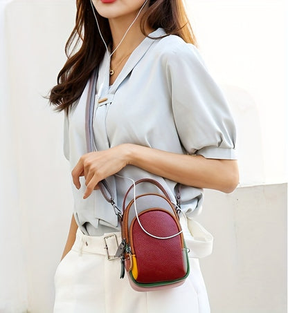 Mini Crossbody Cellphone Bag - High-Quality Genuine Leather, Fashionable Handbag for Women, Stylish Shoulder Bag with Adjustable Strap, Spacious Messenger Sac for Mobile Phones and Essentials - Designer Fashion Accessory