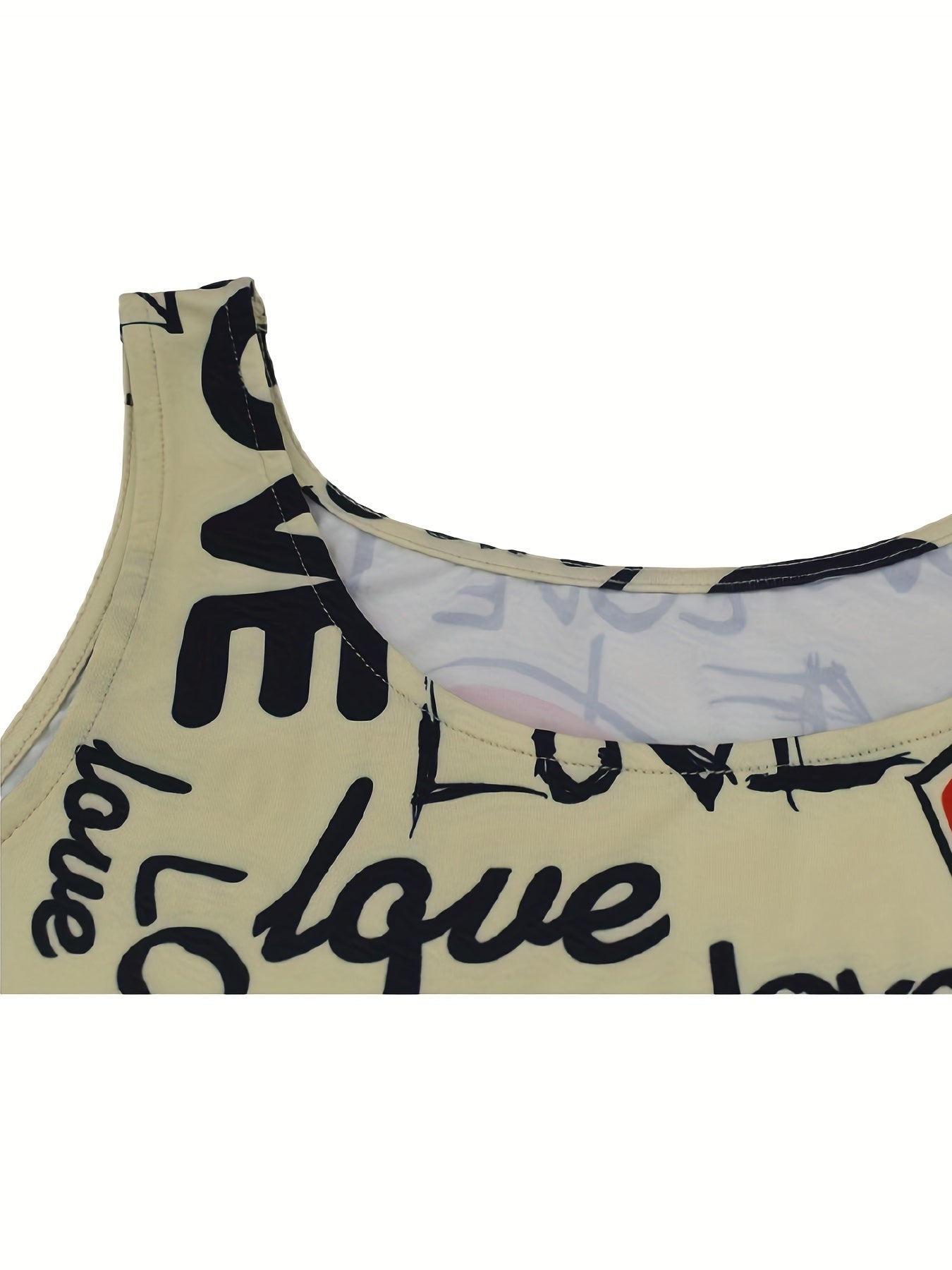 Knee High Bodycon Scoop Neck Sleeveless Dress - Sexy Alphabets Print, Mid Elasticity, Machine Washable, All-Season, Sheath Silhouette, Polyester Material - Womens Clothing, Adult, No Belt, No Chest Pad