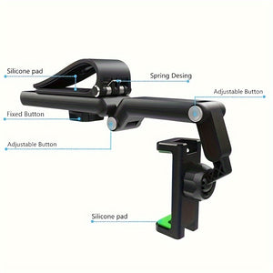 Universal 1080° Rotating Sun Visor Cellphone Car Holder - Multi-Functional Mobile Phone Mount for iPhone 7 Inch Support with Telephone Compatibility - Easy Installation and Adjustable Viewing Angle