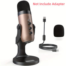 Load image into Gallery viewer, USB Microphone, Condenser Computer PC Mic, Plug&amp;Play Gaming Microphones For PS 4&amp;5.Headphone Output&amp;Volume Control, Mic Gain Control, Mute Button For Vocal, For YouTube Podcast On Mac&amp;WindowsBlack
