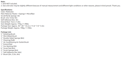 26Pcs Car Detailing Brush Set, Car Detailing Kit, Car Drill Brush/Wheel Brushes/Air Vent Brush/Buffing Sponge Pads Kit/Washing Mitt/Cleaning Cloth