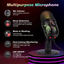 Load image into Gallery viewer, RGB Condenser Microphone with Noise Reduction - Perfect for Computer Dubbing, Live Streaming, and Gaming!
