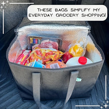 Load image into Gallery viewer, 2 Pack XXL Cooler Bag And Insulated Grocery Bags For Food Delivery, Collapsible Cooler. Reusable Shopping Bags For Groceries With Zippered Top, Foldable, Heavy-Duty, Stands Upright
