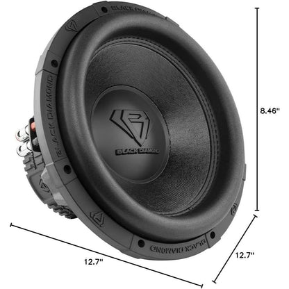 BLACK DIAMOND DIA-T12.4D 12" Car Audio Subwoofer with Aluminum Basket 2000 Watts Dual Voice Coil 4+4 DVC 4 Ohm (1 Speaker)
