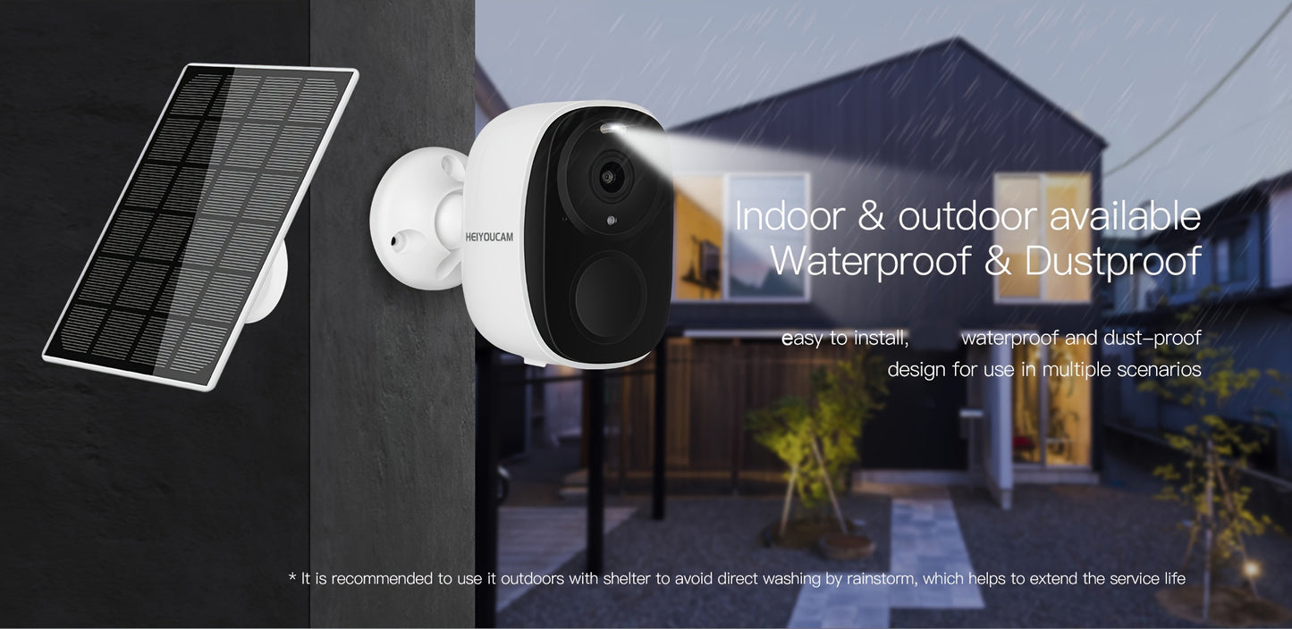 Security Camera Wireless Outdoor, 3MP Night Vision with Spotlight, Wire-Free Battery Solar Powered, Human Detection, with Solar Panel, PIR Human Detection, 2-Way Talk, IP65 Waterproof, SD Card/Cloud Storage, Security Cameras
